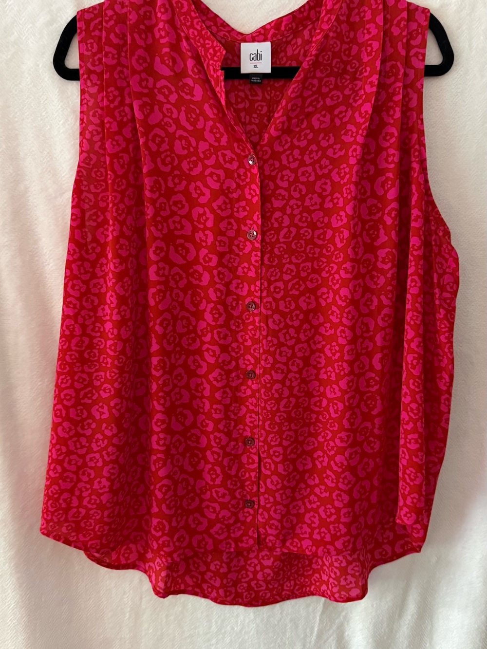 CAbi Red and Pink Sleeveless Button-Front Camisole